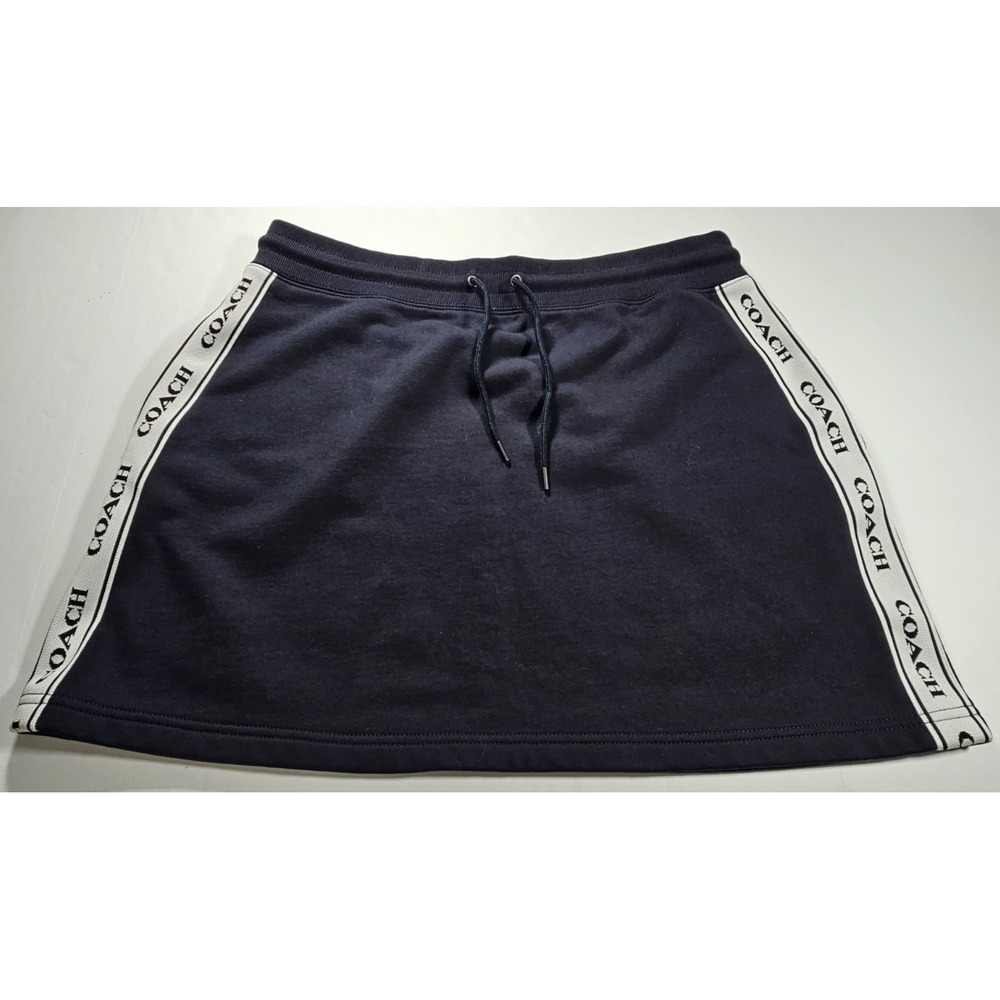 Coach Navy & White Nautical A-Line Tennis Mini Skirt Pull On Drawstring XL